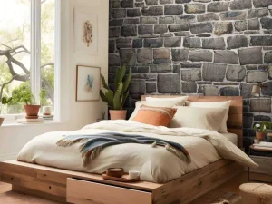Discount Donkere stenen muur fotobehang Keuken | Gang