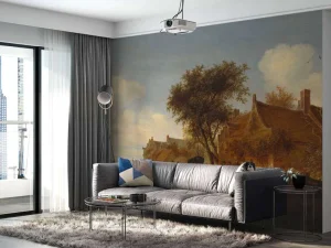Sale Dorpsherberg met reiswagen fotobehang Steden | Architectuur