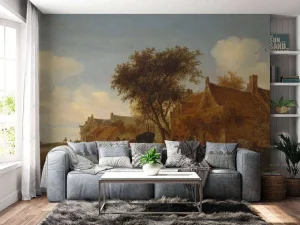 Sale Dorpsherberg met reiswagen fotobehang Steden | Architectuur