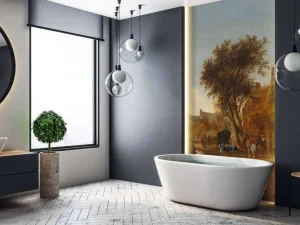 Sale Dorpsherberg met reiswagen fotobehang Steden | Architectuur
