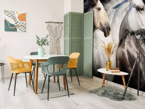 Best Drie paarden met een zwarte achtergrond fotobehang Tienerkamer | Kinderkamer