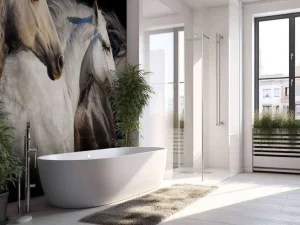 Best Drie paarden met een zwarte achtergrond fotobehang Tienerkamer | Kinderkamer