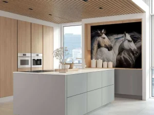 Best Drie paarden met een zwarte achtergrond fotobehang Tienerkamer | Kinderkamer
