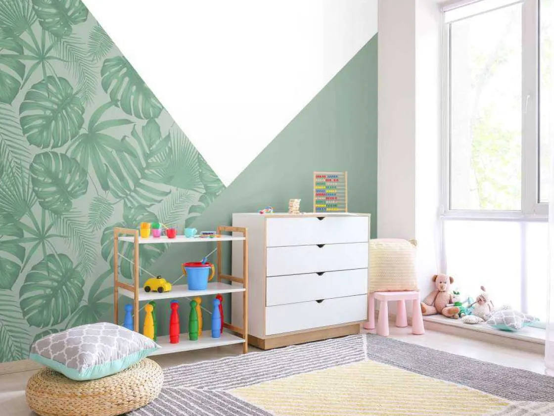 driehoeken_met_jungle_pat_2.webp Clearance Driehoeken met jungle patroon Kinderkamer