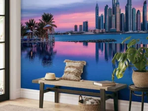 Clearance Dubai Marina bij zonsondergang fotobehang Steden | Architectuur