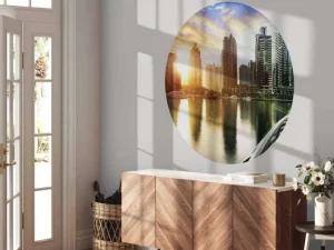 Sale Dubai Marina bij zonsopkomst fotobehang Architectuur