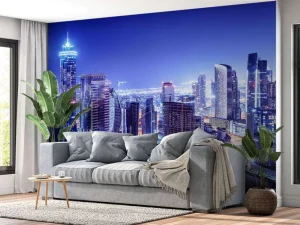 Clearance Dubai met een blauw effect fotobehang Architectuur