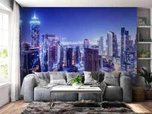 Clearance Dubai met een blauw effect fotobehang Architectuur