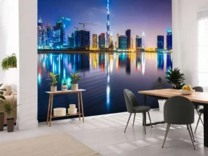 Best Dubai verlicht in de avond fotobehang Steden | Architectuur