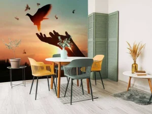 Sale Duif bij zonsondergang fotobehang Kunst & Design | Dieren