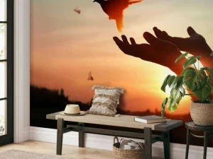 Sale Duif bij zonsondergang fotobehang Kunst & Design | Dieren