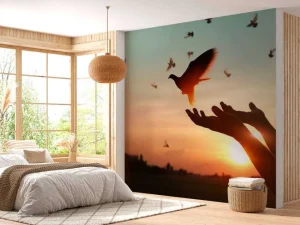 Sale Duif bij zonsondergang fotobehang Kunst & Design | Dieren
