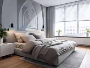 Fashion Een lange witte gang met grote zuilen fotobehang 3d