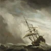 New Een schip in volle zee bij vliegende storm fotobehang Transport | Kunst & Design