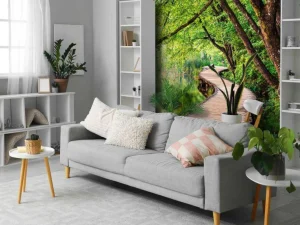 Online Een tropisch pad fotobehang Bloemen