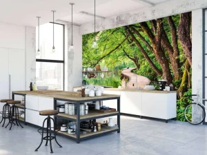 Online Een tropisch pad fotobehang Bloemen