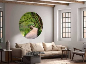 Online Een tropisch pad fotobehang Bloemen