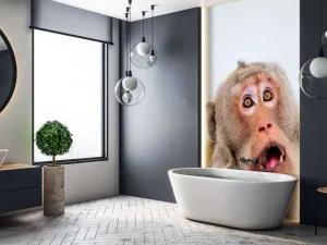 Discount Een verrast aapje fotobehang Dieren