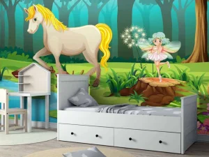 Fashion Eenhoorn bij een vijver fotobehang Kinderkamer