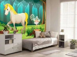 Fashion Eenhoorn bij een vijver fotobehang Kinderkamer