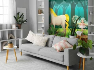 Fashion Eenhoorn bij een vijver fotobehang Kinderkamer