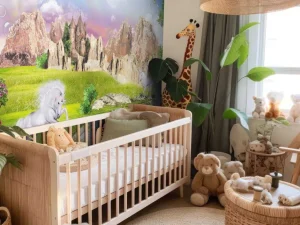 Fashion Eenhoorns in een droomlandschap fotobehang Kinderkamer