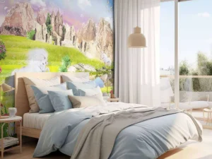 Fashion Eenhoorns in een droomlandschap fotobehang Kinderkamer