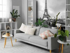 Clearance Eiffeltoren in zwart-wit fotobehang Architectuur