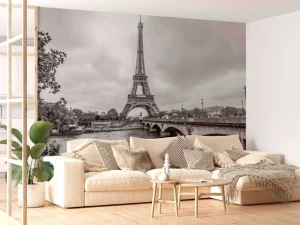 Clearance Eiffeltoren in zwart-wit fotobehang Architectuur