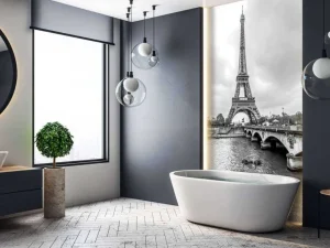 Clearance Eiffeltoren in zwart-wit fotobehang Architectuur