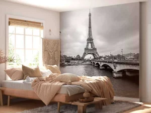 Clearance Eiffeltoren in zwart-wit fotobehang Architectuur