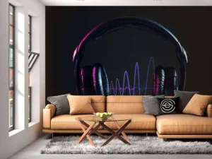 Discount Energieke koptelefoon fotobehang Tienerkamer