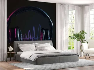 Discount Energieke koptelefoon fotobehang Tienerkamer