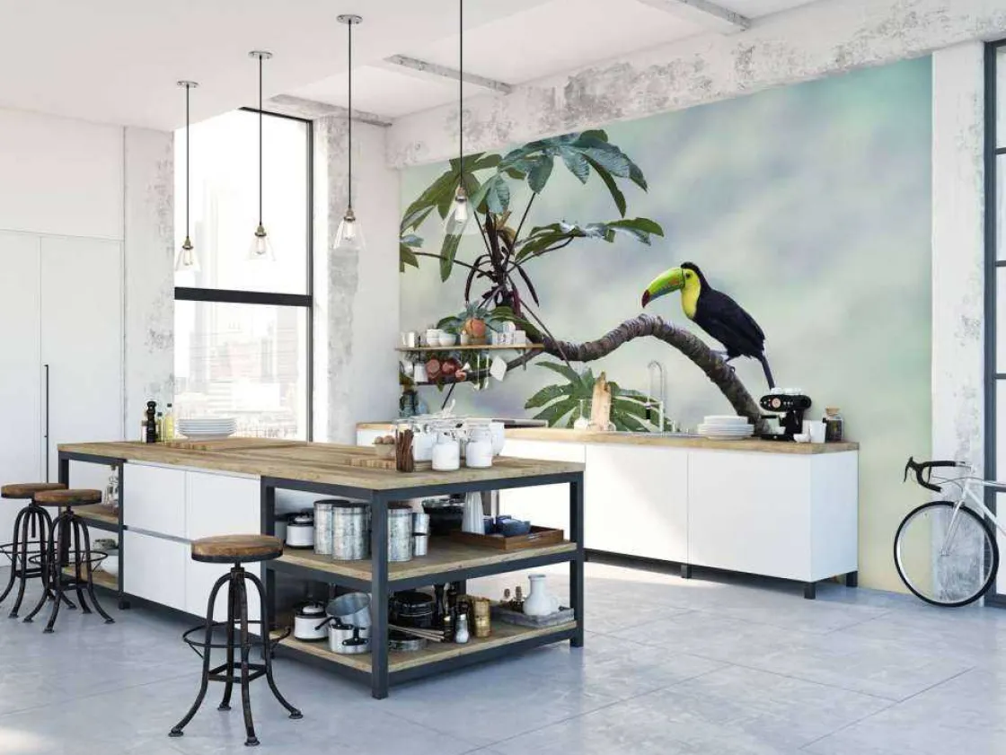 exotische_vogel_op_een_ta_6.webp Best Exotische vogel op een tak fotobehang Tienerkamer | Bloemen