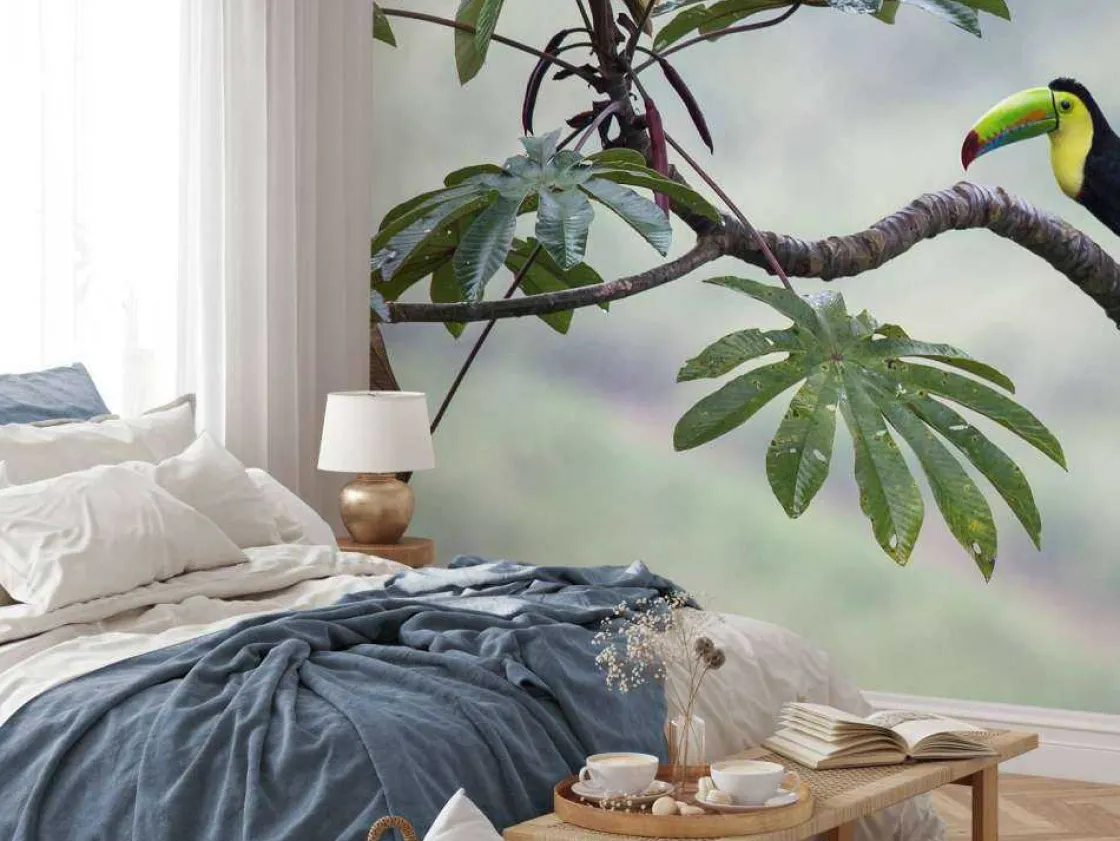 exotische_vogel_op_een_ta_9.webp Best Exotische vogel op een tak fotobehang Tienerkamer | Bloemen