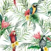 Outlet Exotische vogels print fotobehang Bloemen