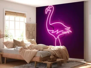 Outlet Flamingo neon pictogram fotobehang Dieren