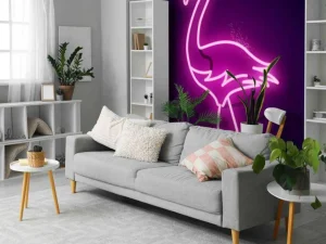 Outlet Flamingo neon pictogram fotobehang Dieren