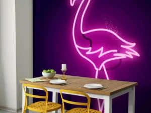 Outlet Flamingo neon pictogram fotobehang Dieren