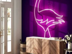 Outlet Flamingo neon pictogram fotobehang Dieren