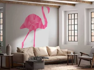 Hot Flamingo Origami fotobehang Babykamer | Dieren