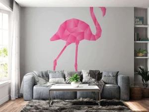 Hot Flamingo Origami fotobehang Babykamer | Dieren