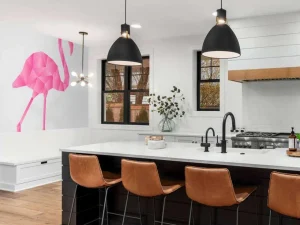 Hot Flamingo Origami fotobehang Babykamer | Dieren