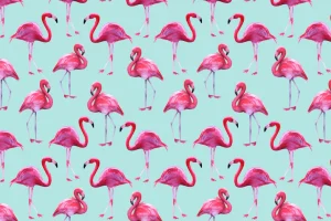 New Flamingo print met een blauwe achtergrond fotobehang Tienerkamer | Dieren