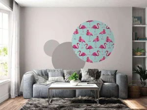 New Flamingo print met een blauwe achtergrond fotobehang Tienerkamer | Dieren