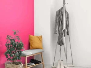 Outlet Flamingo van kunstof met een roze achtergrond fotobehang Tienerkamer | Dieren