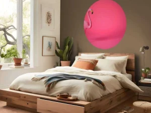 Outlet Flamingo van kunstof met een roze achtergrond fotobehang Tienerkamer | Dieren
