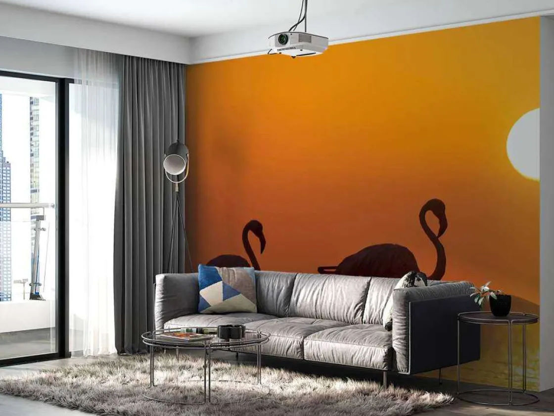 flamingos_bij_zonsonderga_2.webp Clearance Flamingo's bij zonsondergang fotobehang Dieren