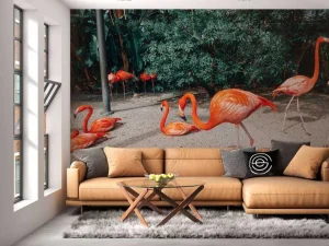 Outlet Flamingo's op een Caribisch eiland fotobehang Tienerkamer | Dieren