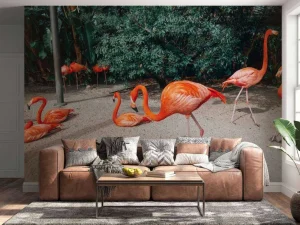 Outlet Flamingo's op een Caribisch eiland fotobehang Tienerkamer | Dieren